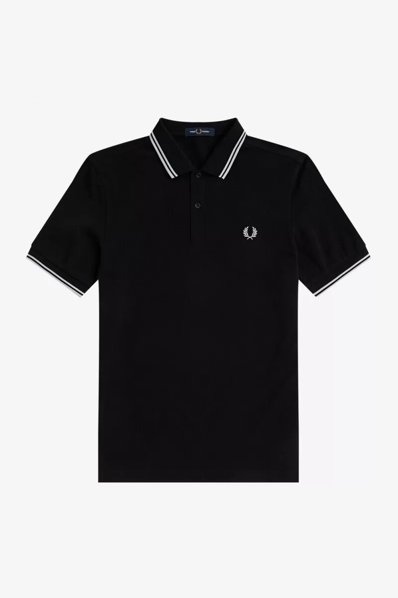 fred perry m3600 herrenhemd schwarz weiß