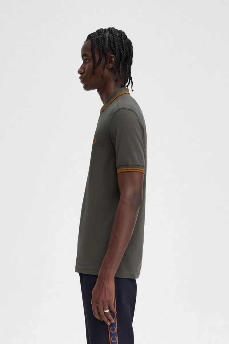 fred perry m3600 herrenhemd feldgrün braun