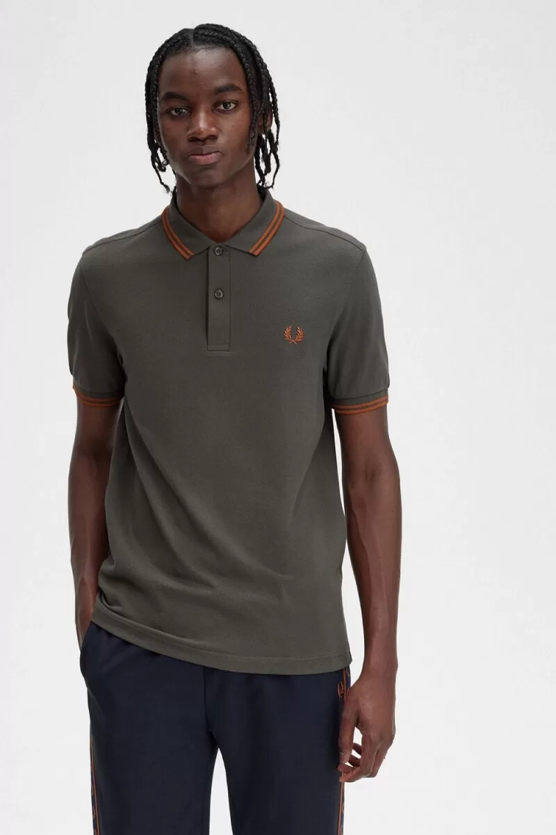 fred perry m3600 herrenhemd feldgrün braun