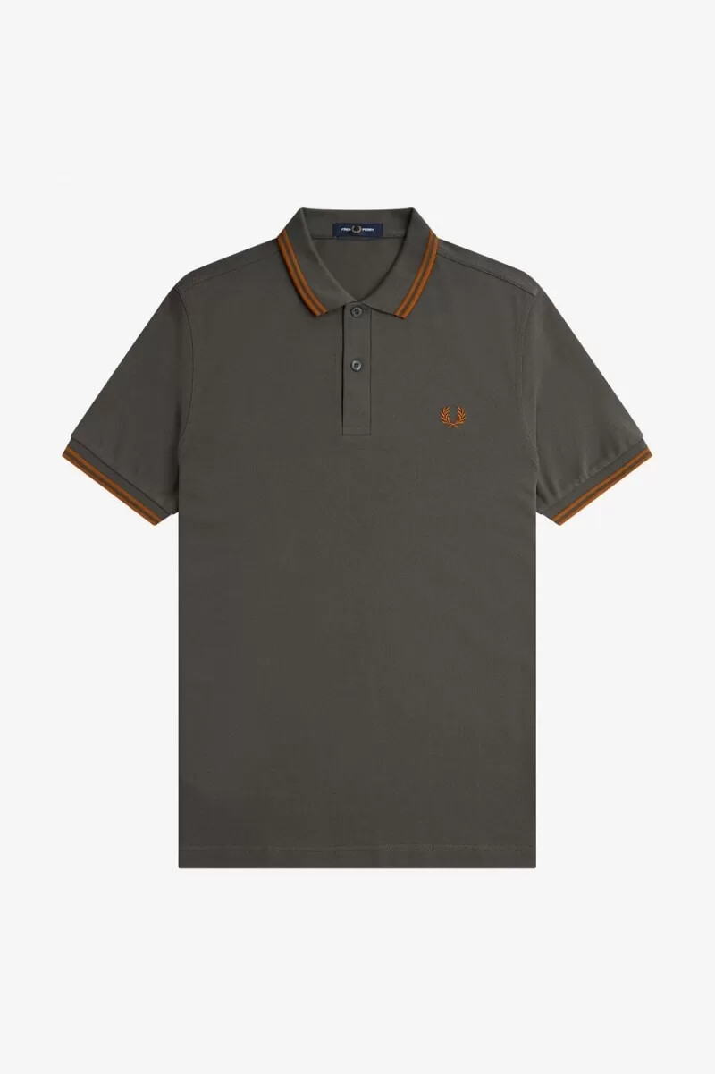fred perry m3600 herrenhemd feldgrün braun