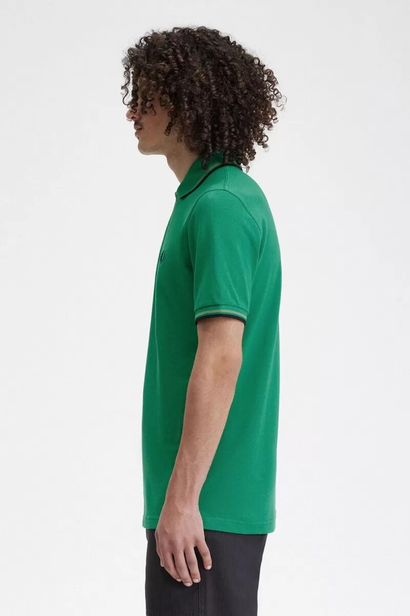fred perry m12 herrenhemd grün feldgrün schwarz