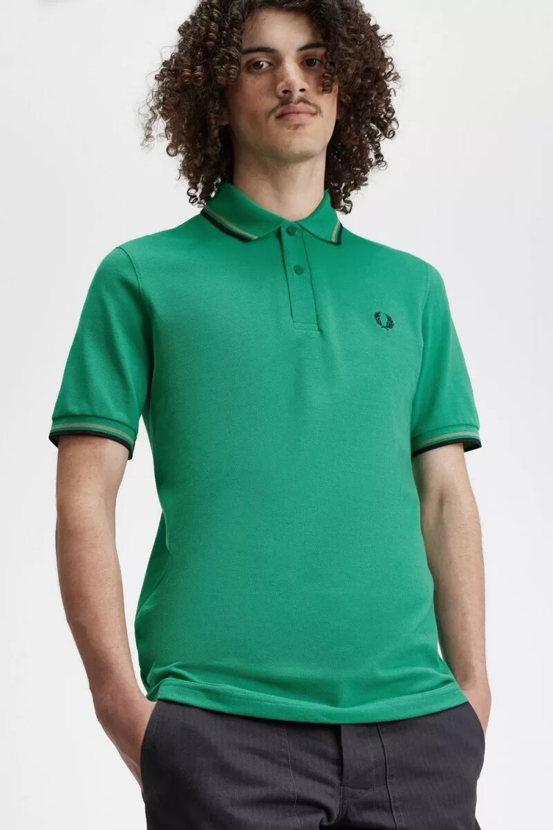 fred perry m12 herrenhemd grün feldgrün schwarz