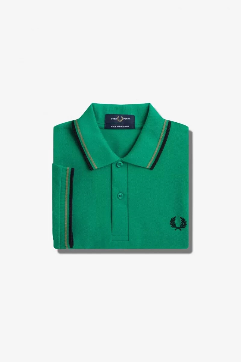 fred perry m12 herrenhemd grün feldgrün schwarz