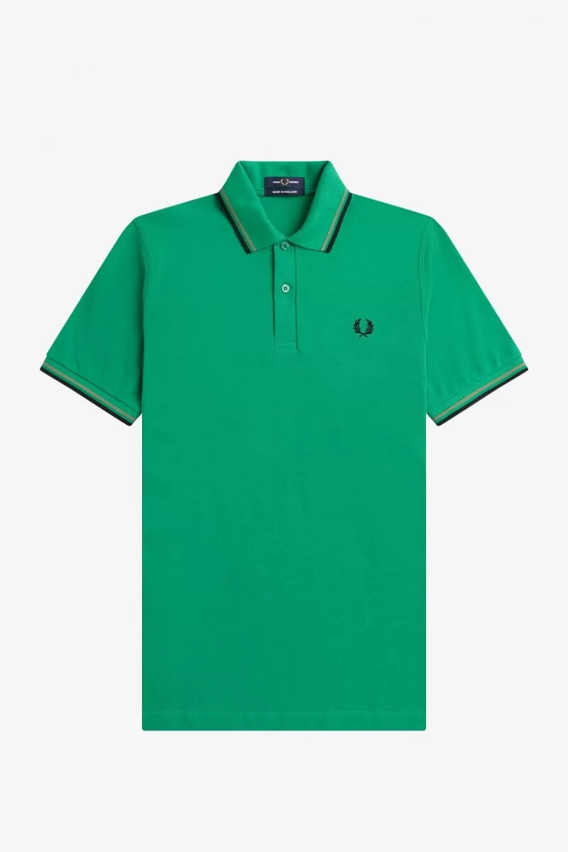 fred perry m12 herrenhemd grün feldgrün schwarz