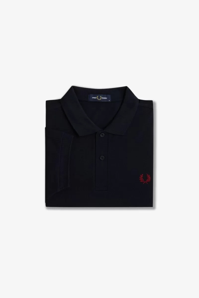 fred perry m6000 herrenhemd marineblau rot