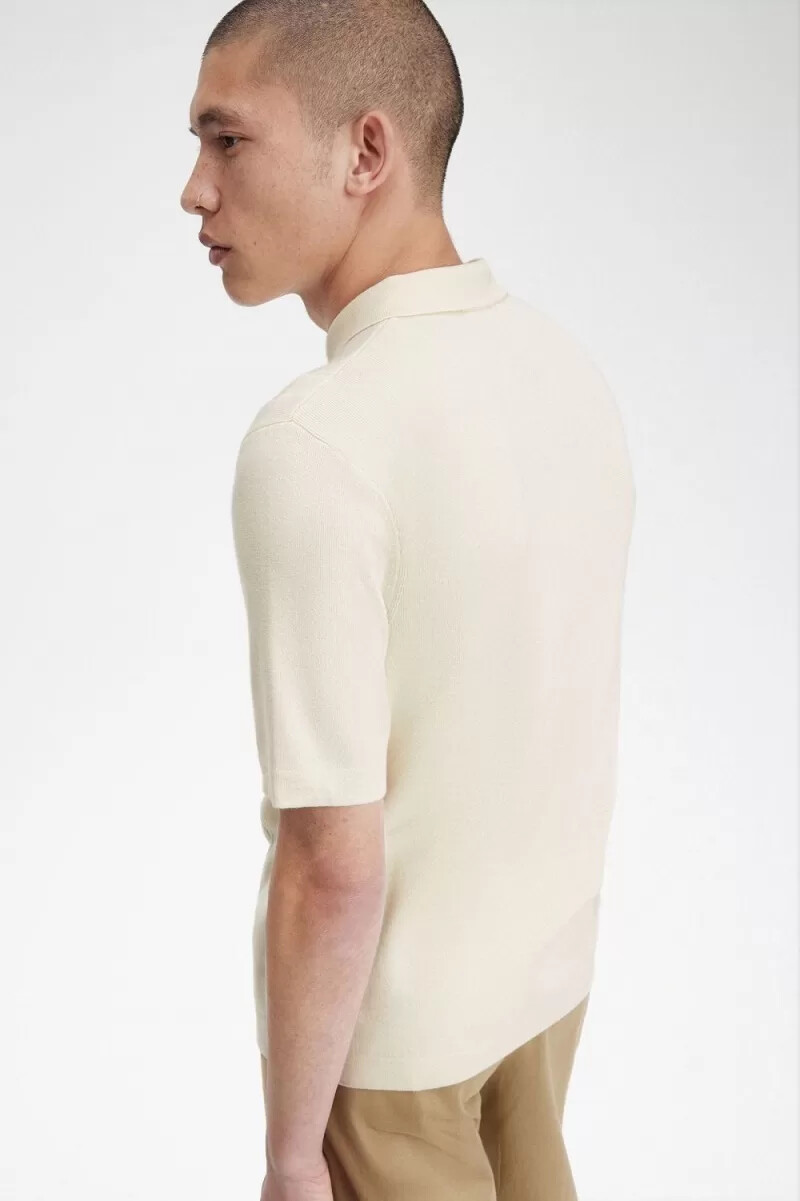 fred perry herrenhemd mit knopfleiste beige