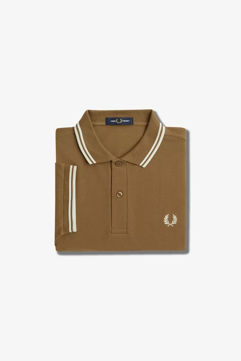 fred perry m3600 herrenhemd braun schneeweiß beige