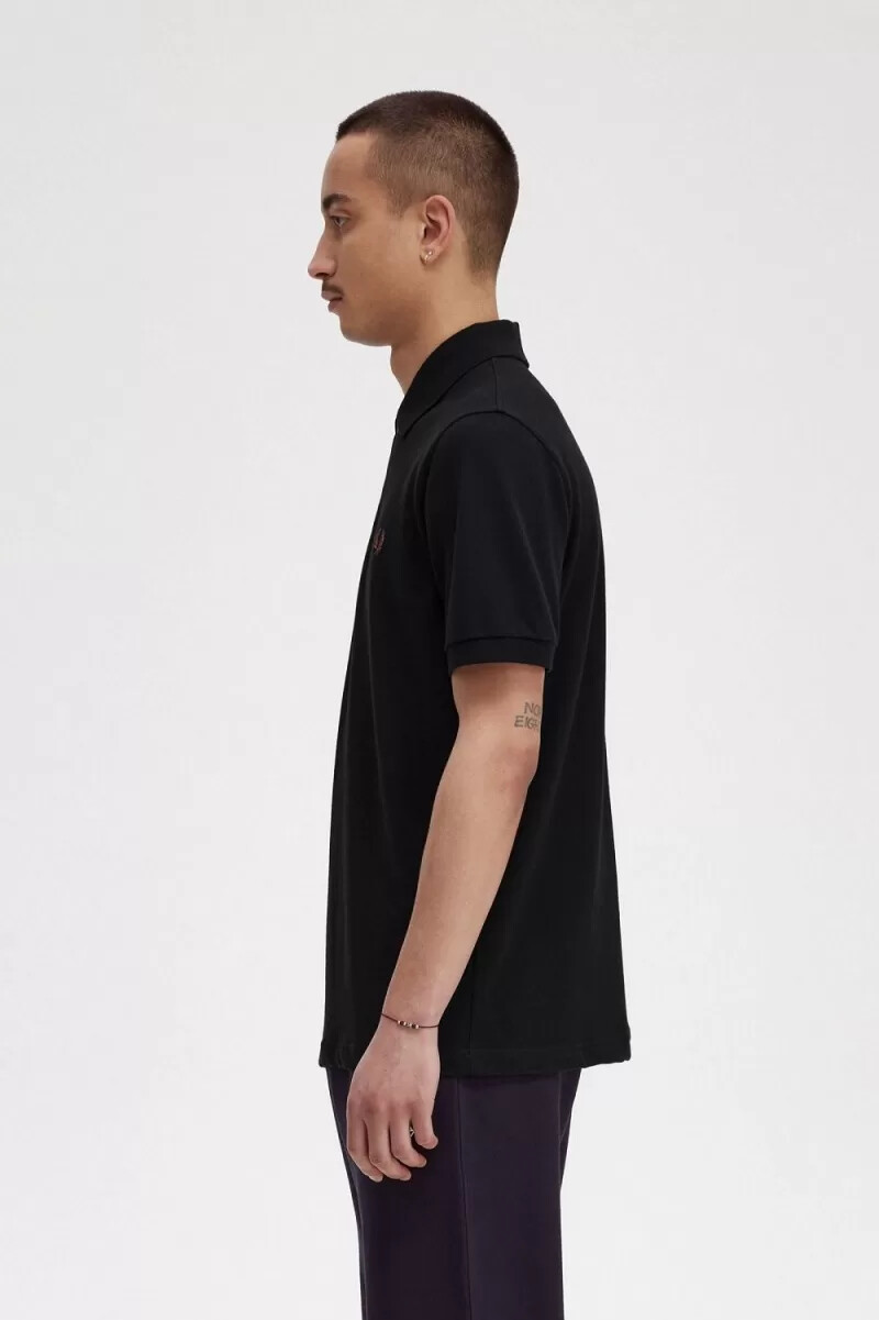 fred perry m3 herrenhemd schwarz whisky braun