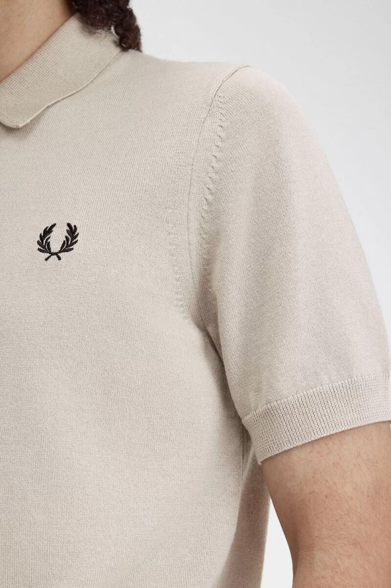 fred perry klassisches strickhemd für herren dunkelbraun