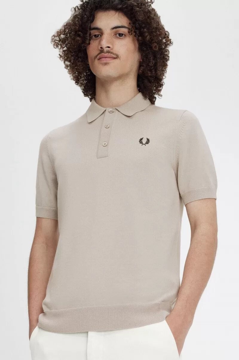 fred perry klassisches strickhemd für herren dunkelbraun