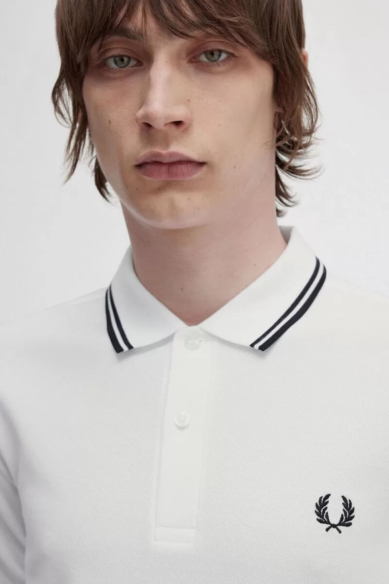fred perry m3600 herrenhemd weiß schwarz