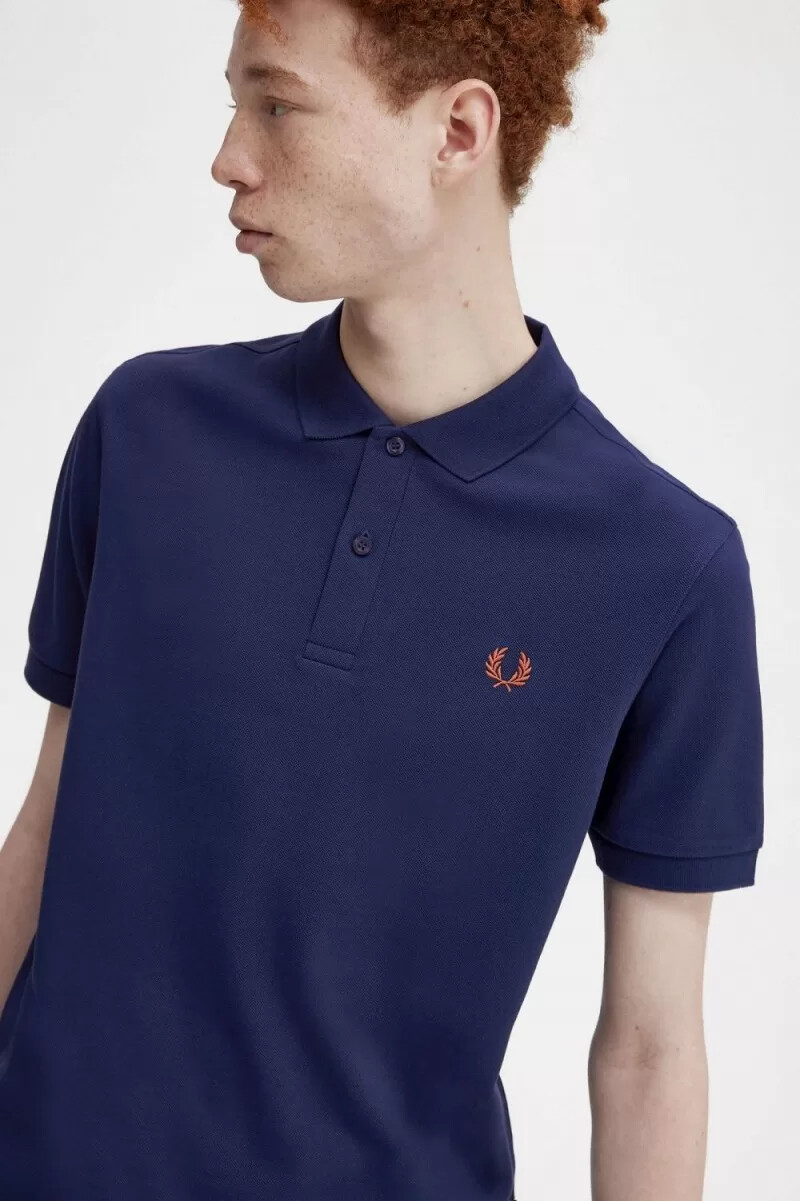 fred perry m6000 herrenhemd französischblau whiskybraun