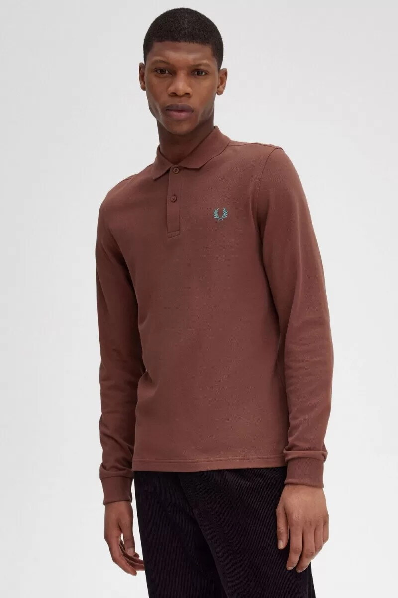 fred perry m6006 herrenhemd whiskybraun tiefmint