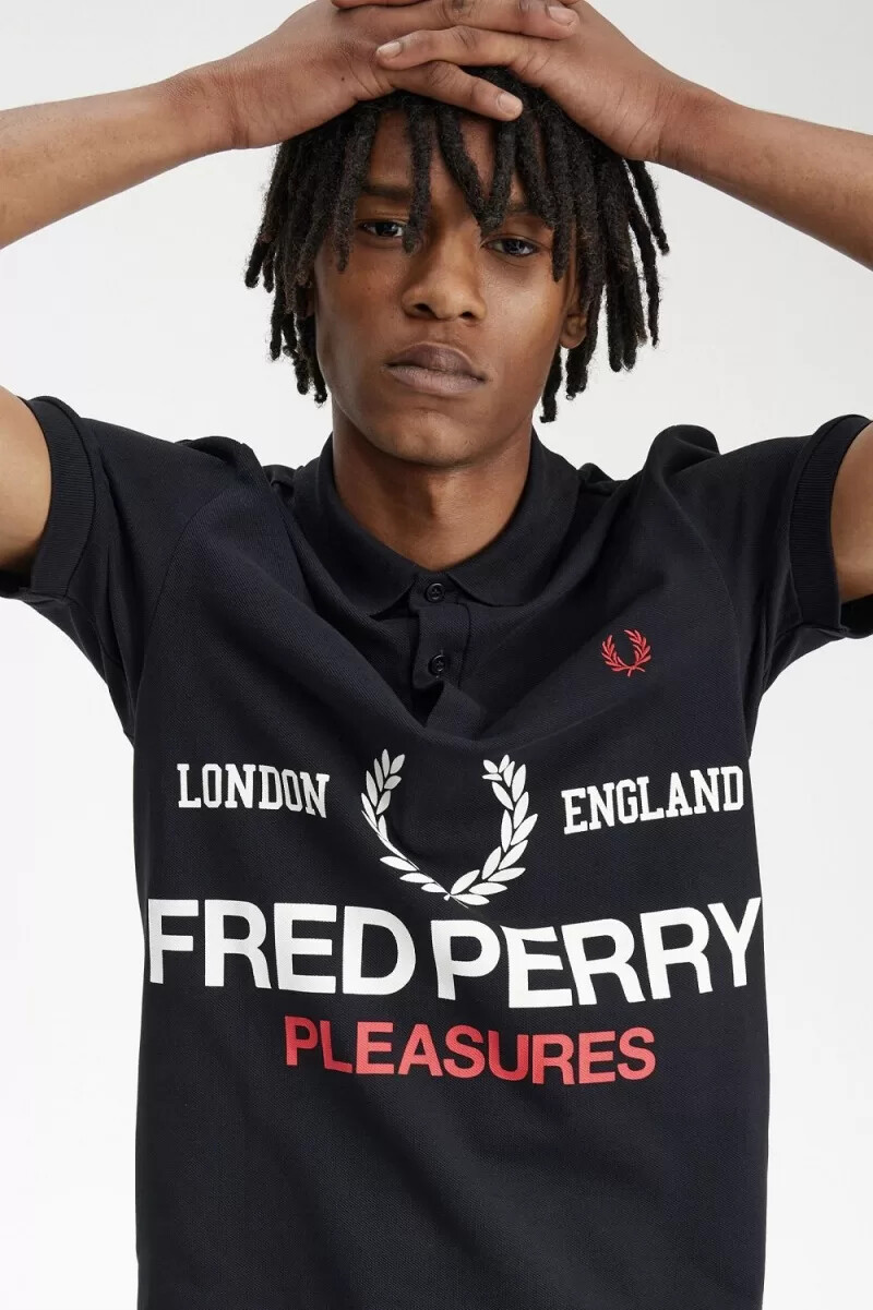 fred perry herrenhemd mit logo schwarz
