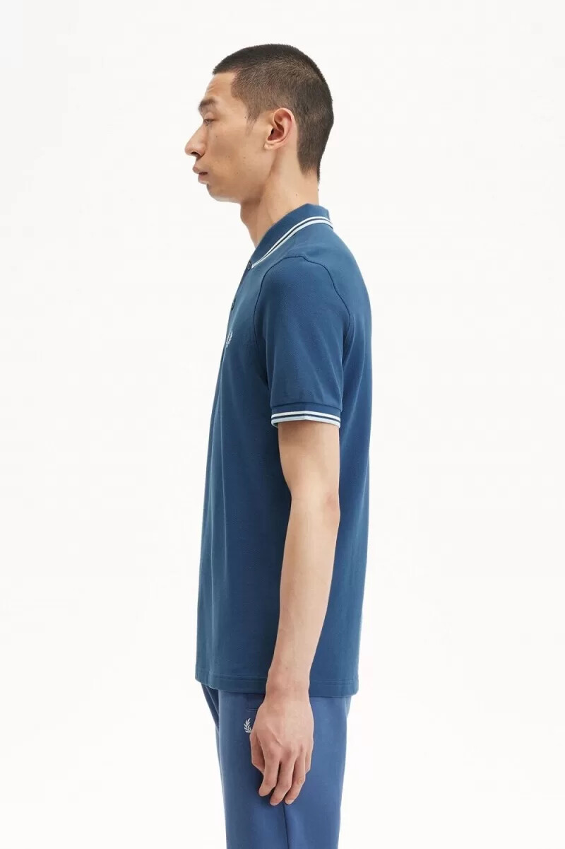 fred perry m3600 herrenhemd mitternachtsblau beige hellblau
