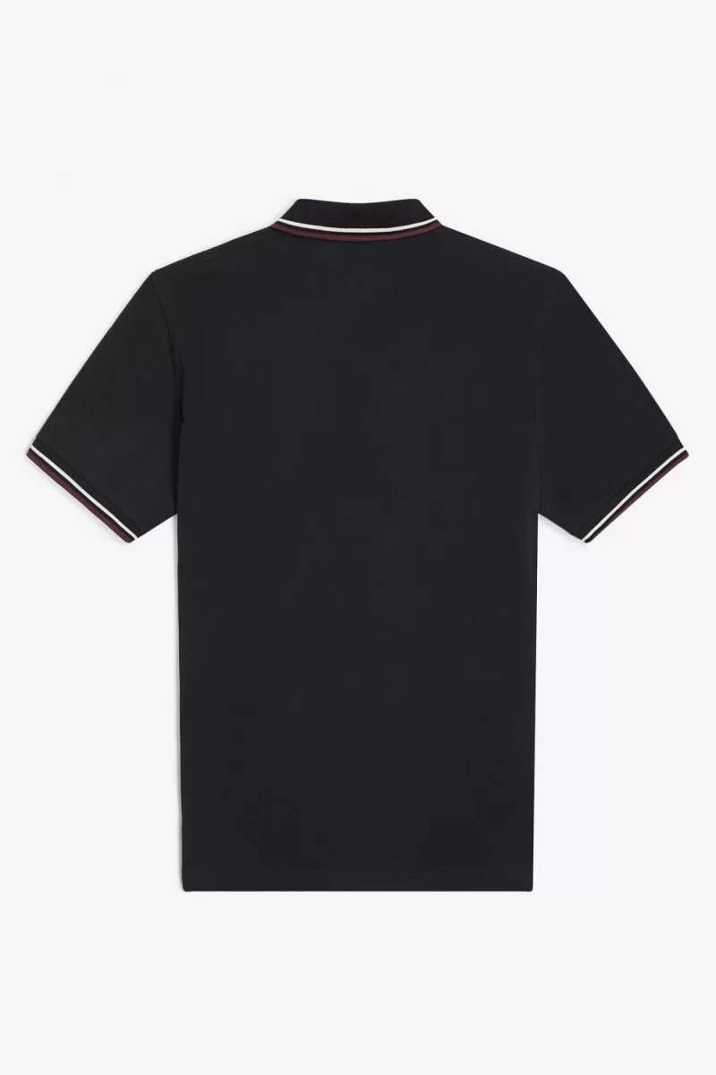 fred perry m12 herrenhemd schwarz beige oxblood