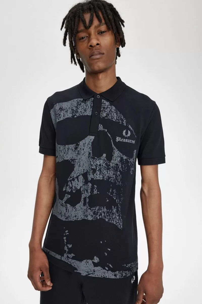 fred perry totenkopf herrenhemd schwarz