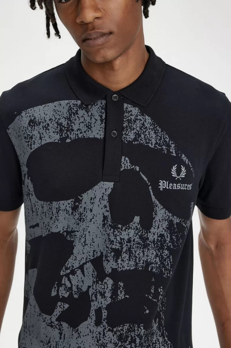 fred perry totenkopf herrenhemd schwarz