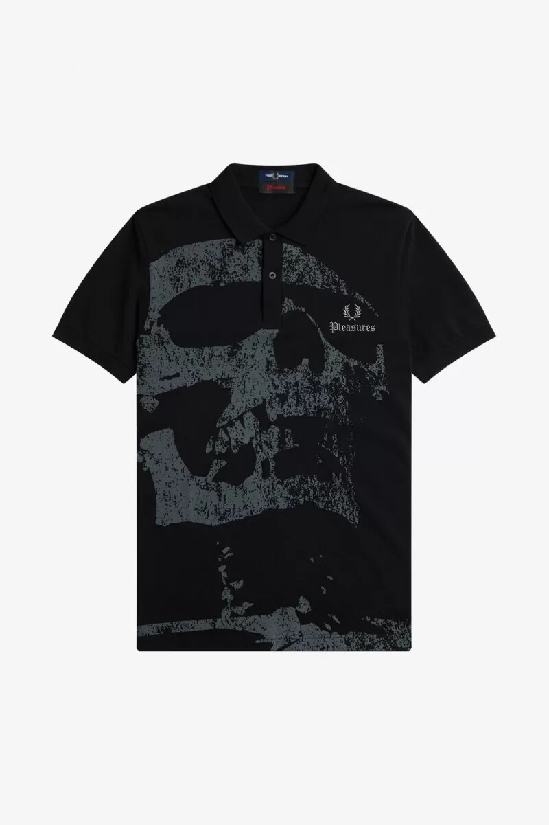 fred perry totenkopf herrenhemd schwarz