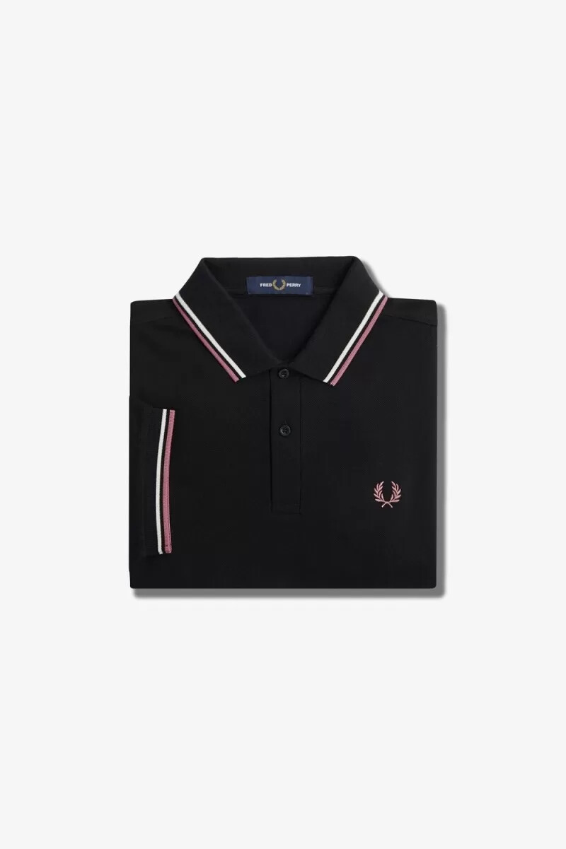 fred perry m3600 herrenhemd schwarz beige altrosa