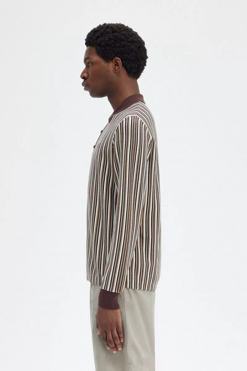 fred perry herrenhemd mit feinen streifen dunkelrot