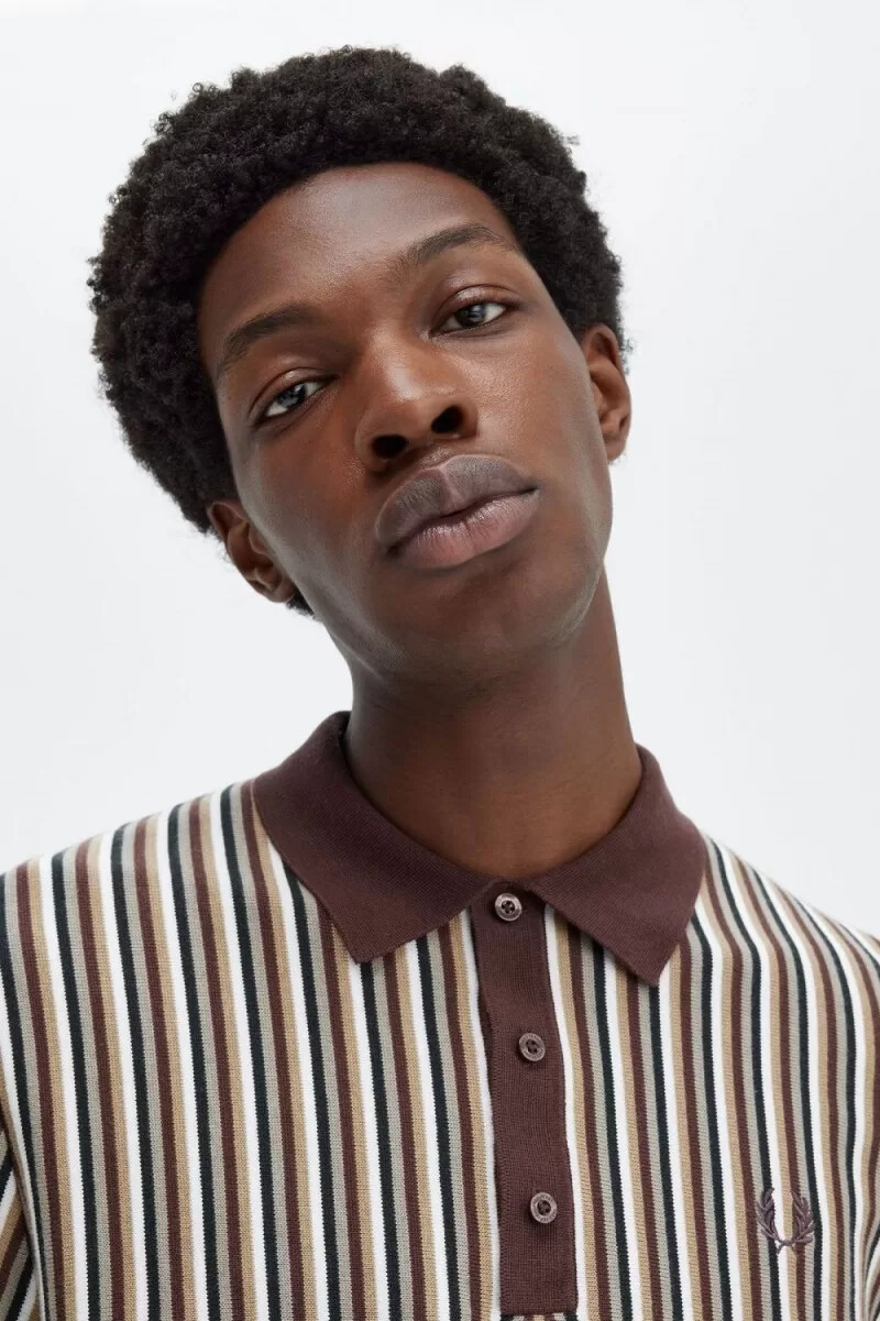 fred perry herrenhemd mit feinen streifen dunkelrot