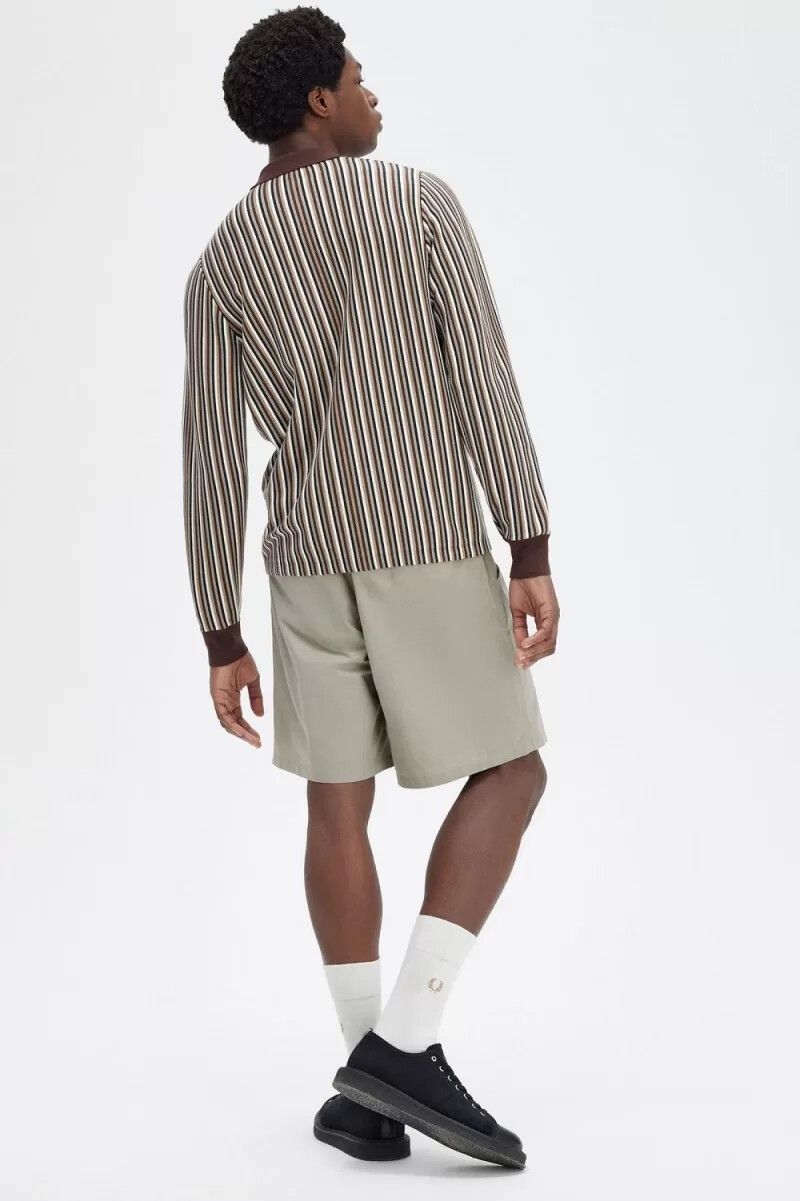 fred perry herrenhemd mit feinen streifen dunkelrot