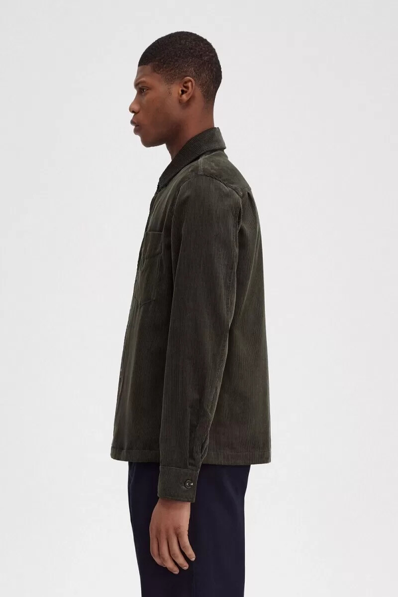 fred perry cord herrenhemd feldgrün