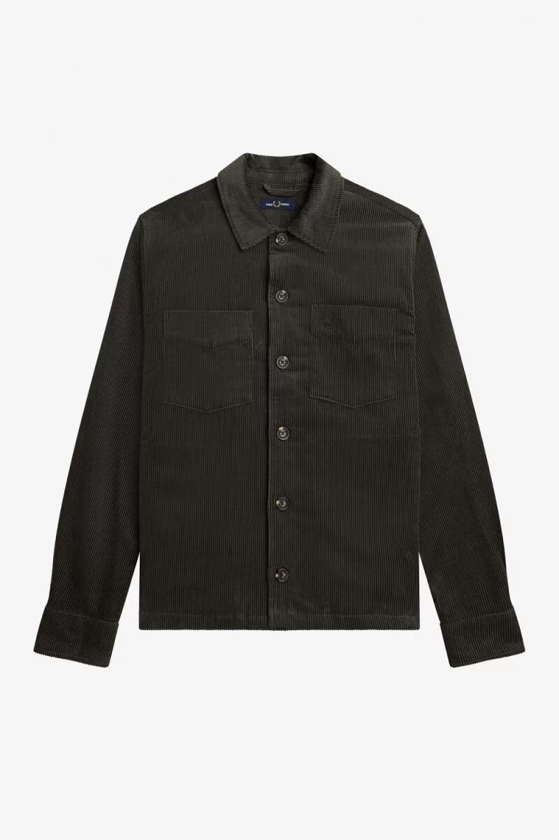 fred perry cord herrenhemd feldgrün