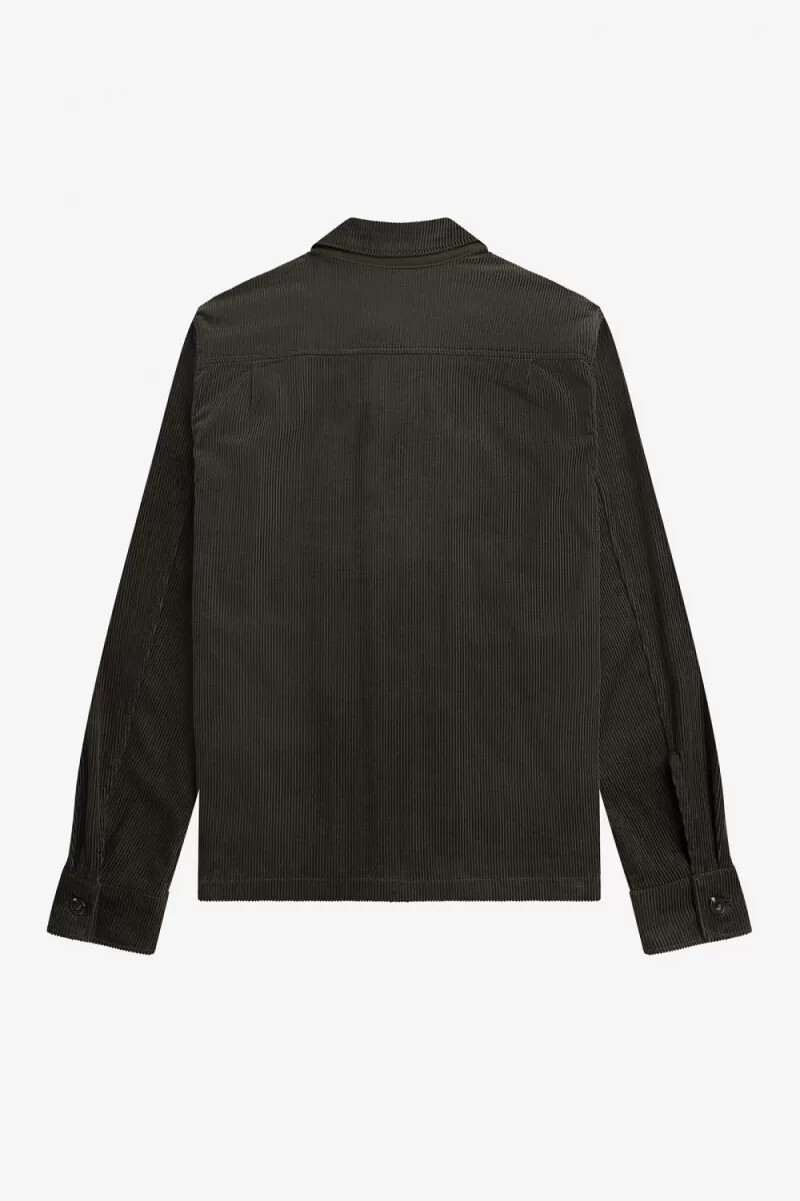 fred perry cord herrenhemd feldgrün