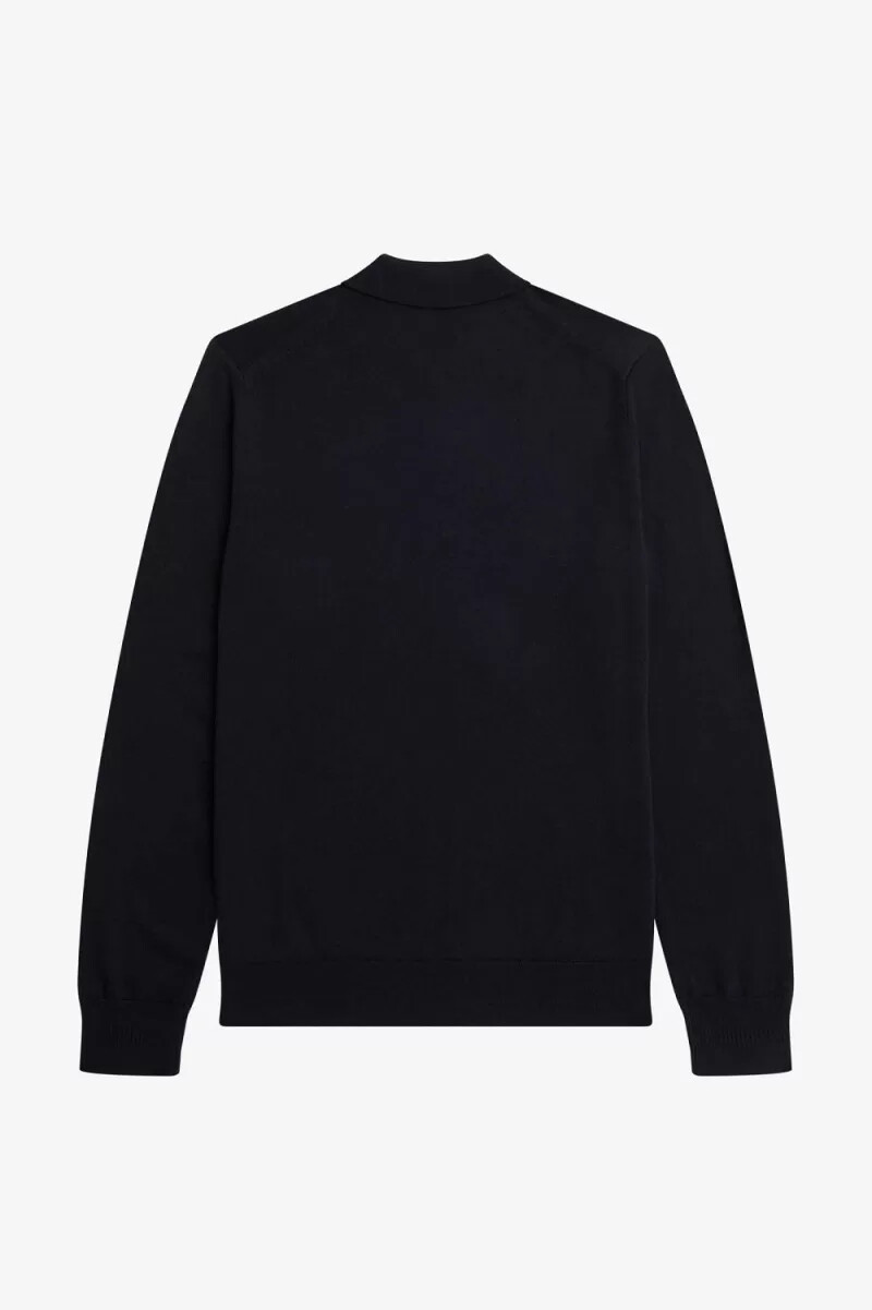 fred perry langarm-strickhemd für herren marineblau