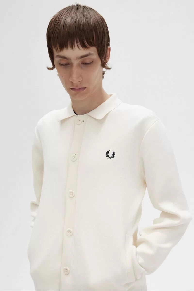 fred perry herrenhemd mit knopfleiste beige