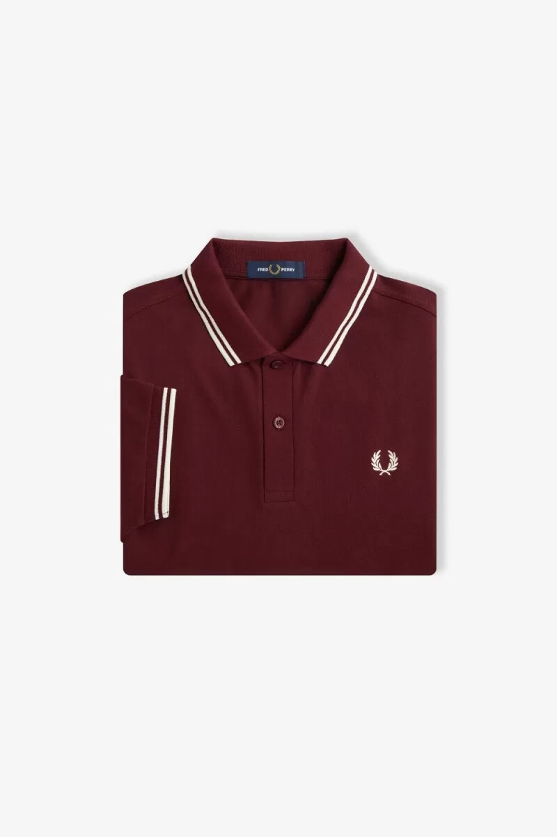 fred perry m3600 herrenhemd oxblood beige
