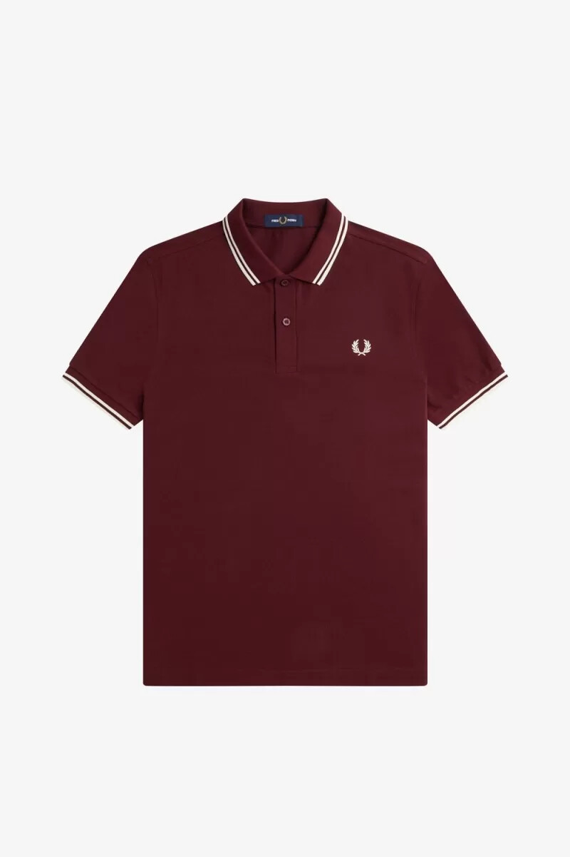 fred perry m3600 herrenhemd oxblood beige