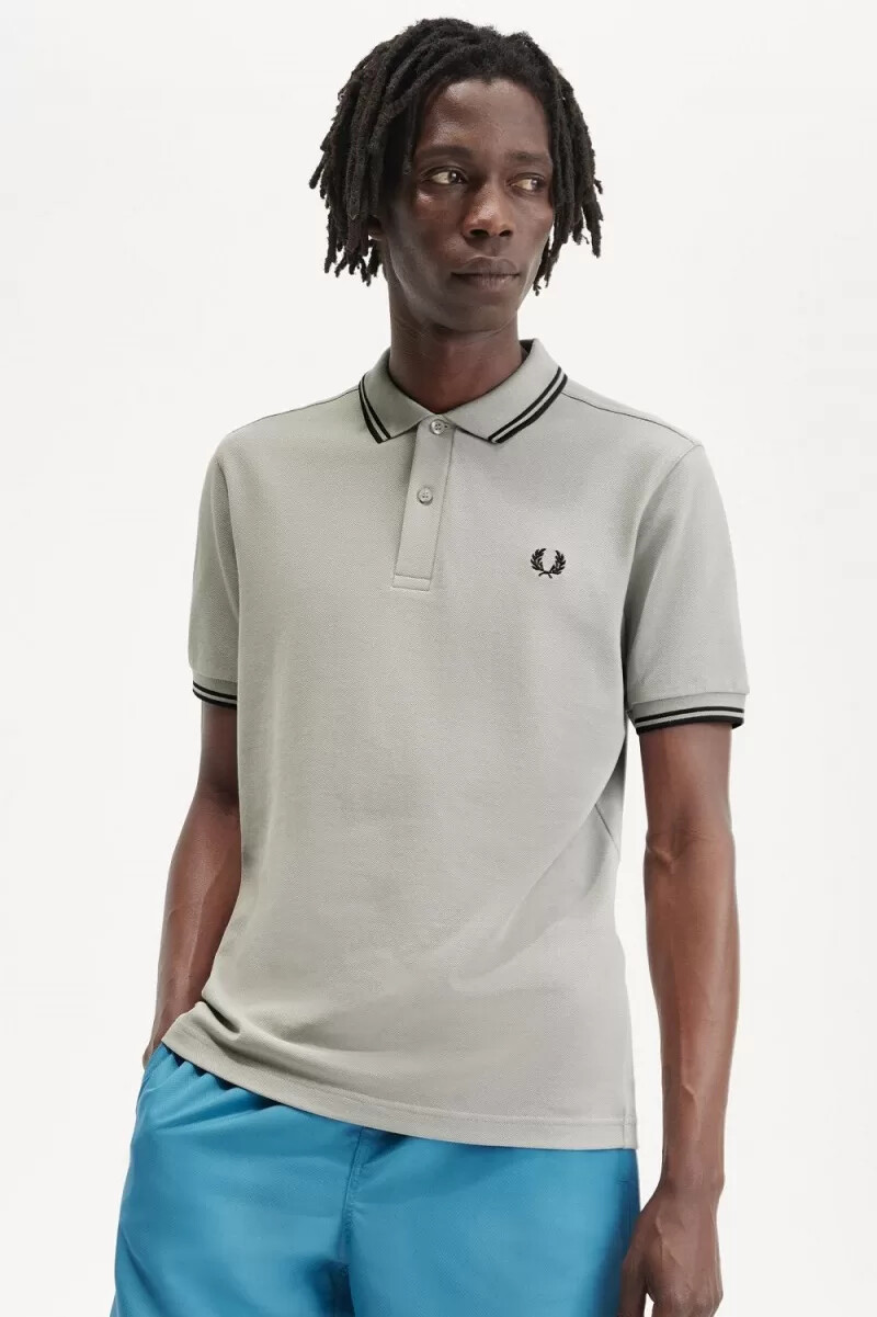 fred perry m3600 herrenhemd grau schwarz