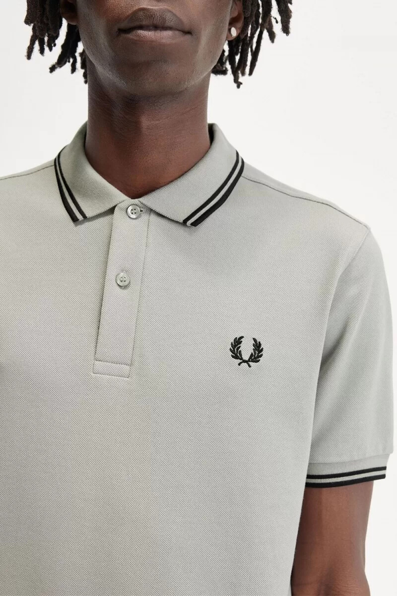 fred perry m3600 herrenhemd grau schwarz