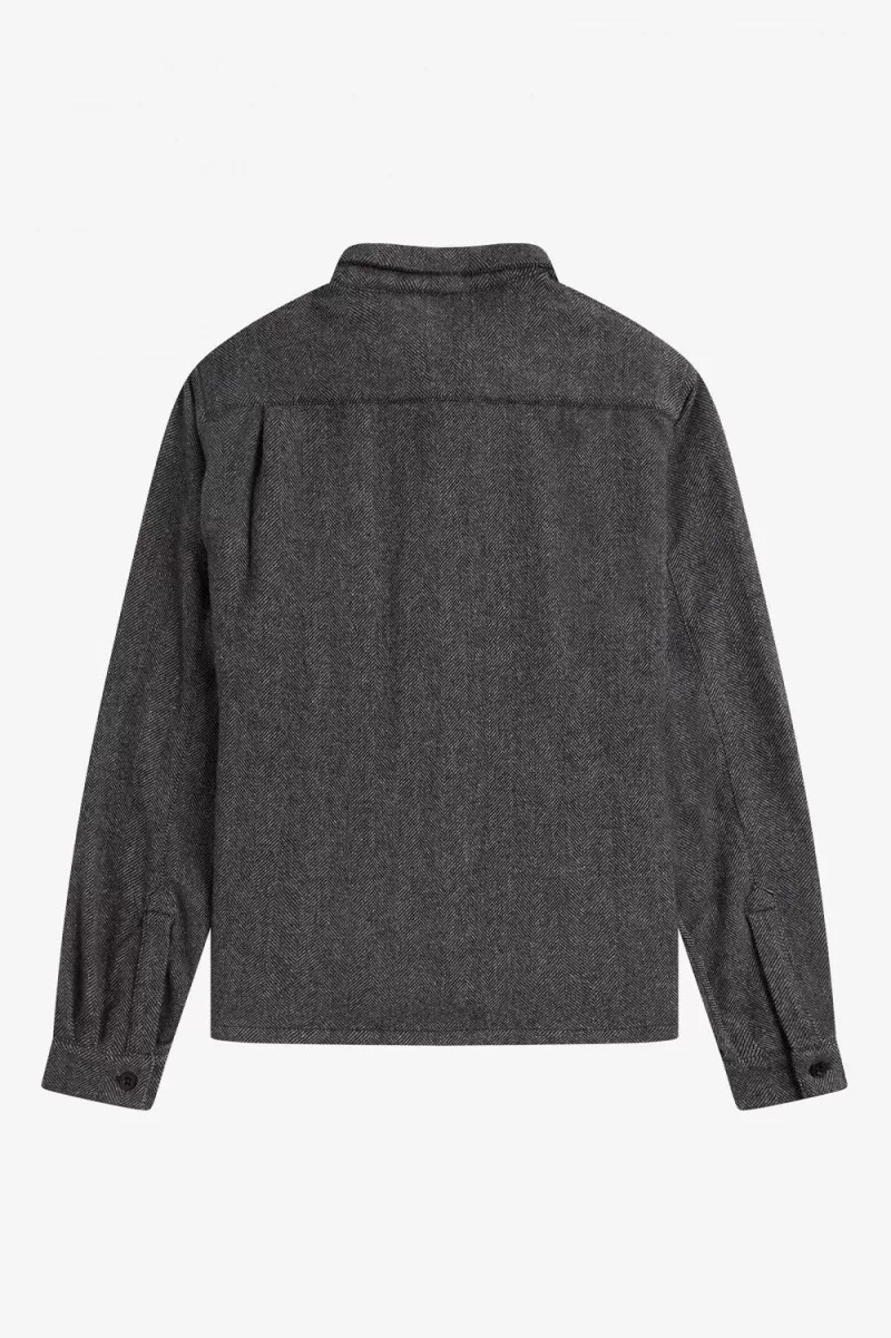 fred perry herrenhemd mit fischgrätmuster schwarz
