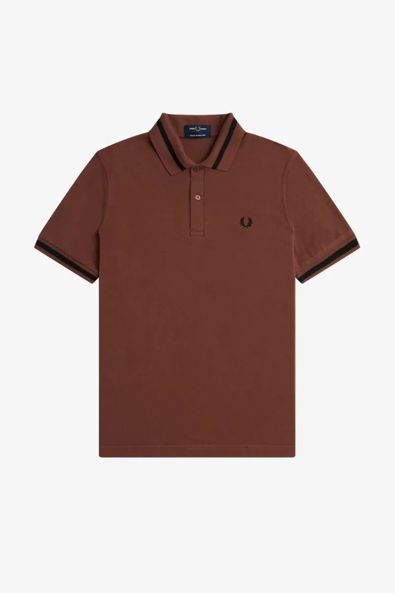 fred perry m2 herrenhemd whiskybraun schwarz