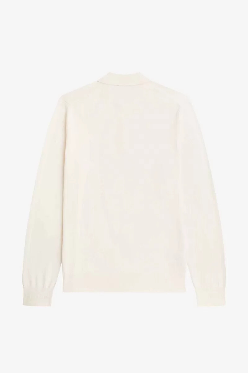 fred perry langarm-strickhemd für herren beige