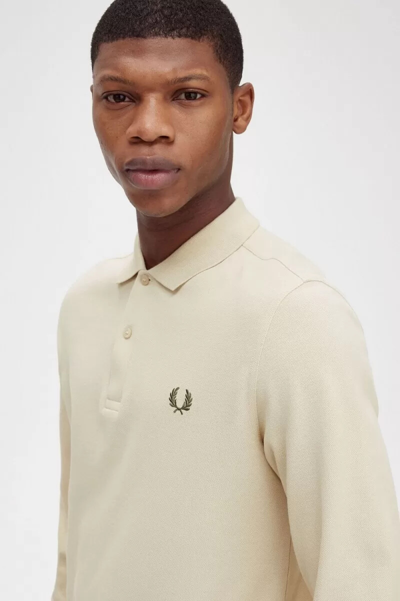 fred perry m6006 herrenhemd haferflockengrün