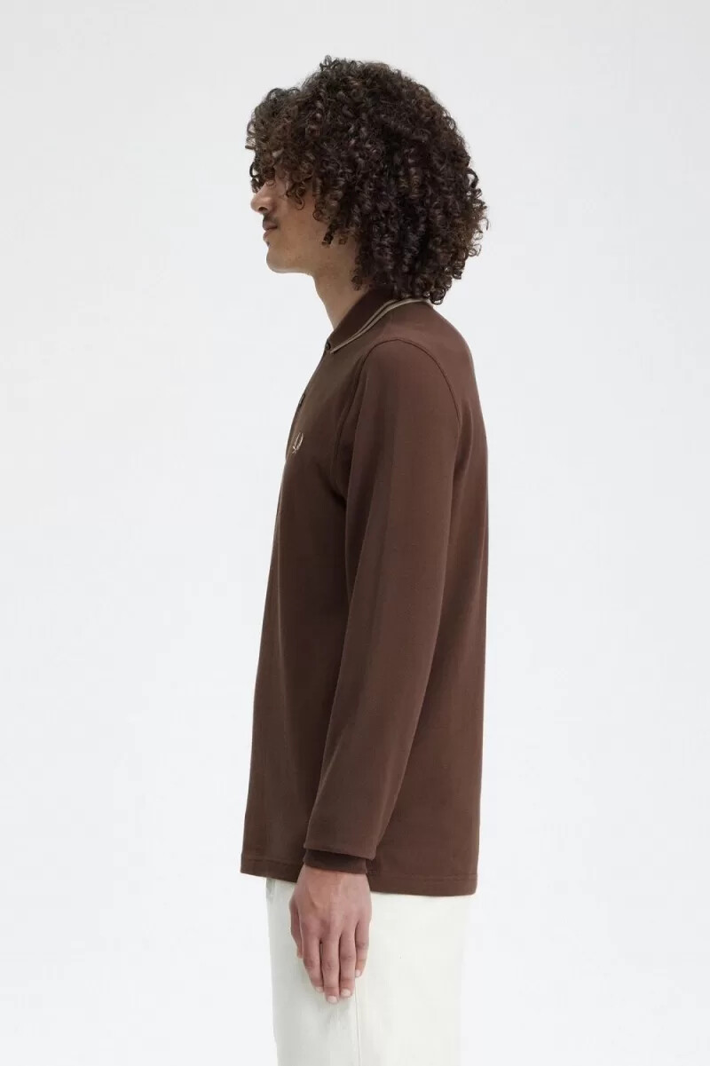 fred perry m3636 herrenhemd dunkelrot warmgrau