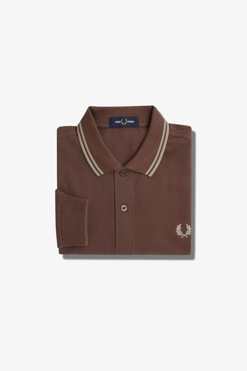 fred perry m3636 herrenhemd dunkelrot warmgrau