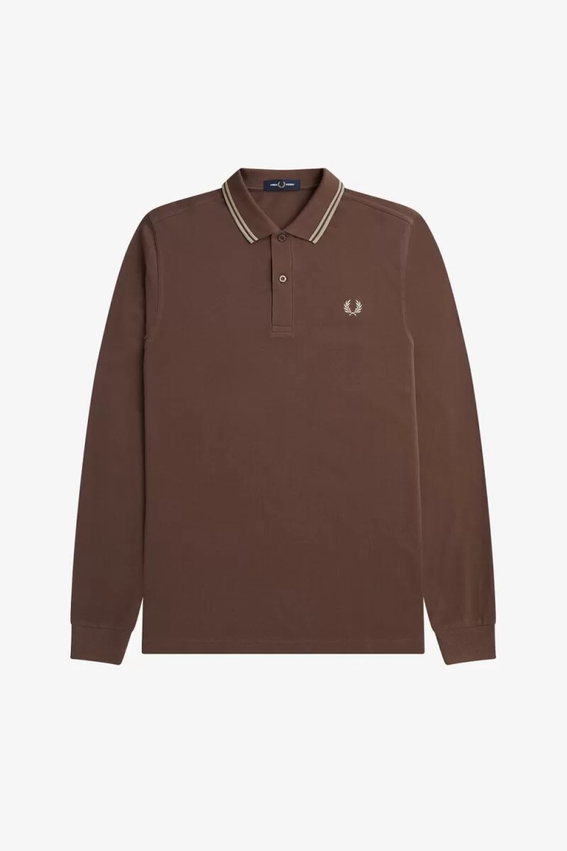 fred perry m3636 herrenhemd dunkelrot warmgrau