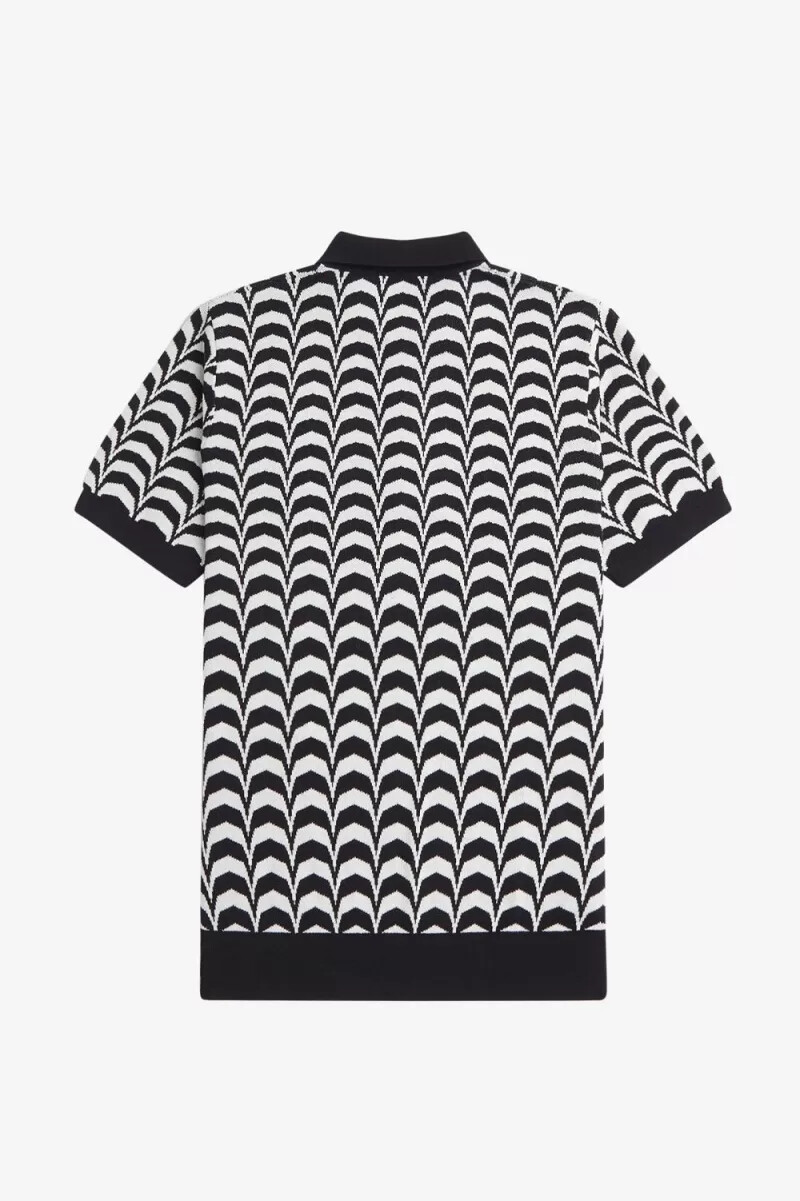 fred perry jacquard-strickhemd für herren schwarz