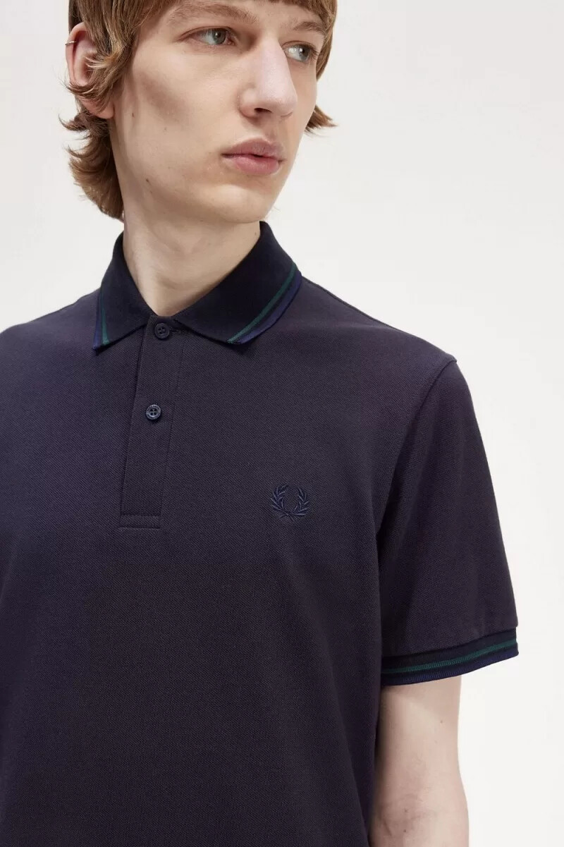 fred perry m12 herrenhemd marineblau petrolblau französischblau