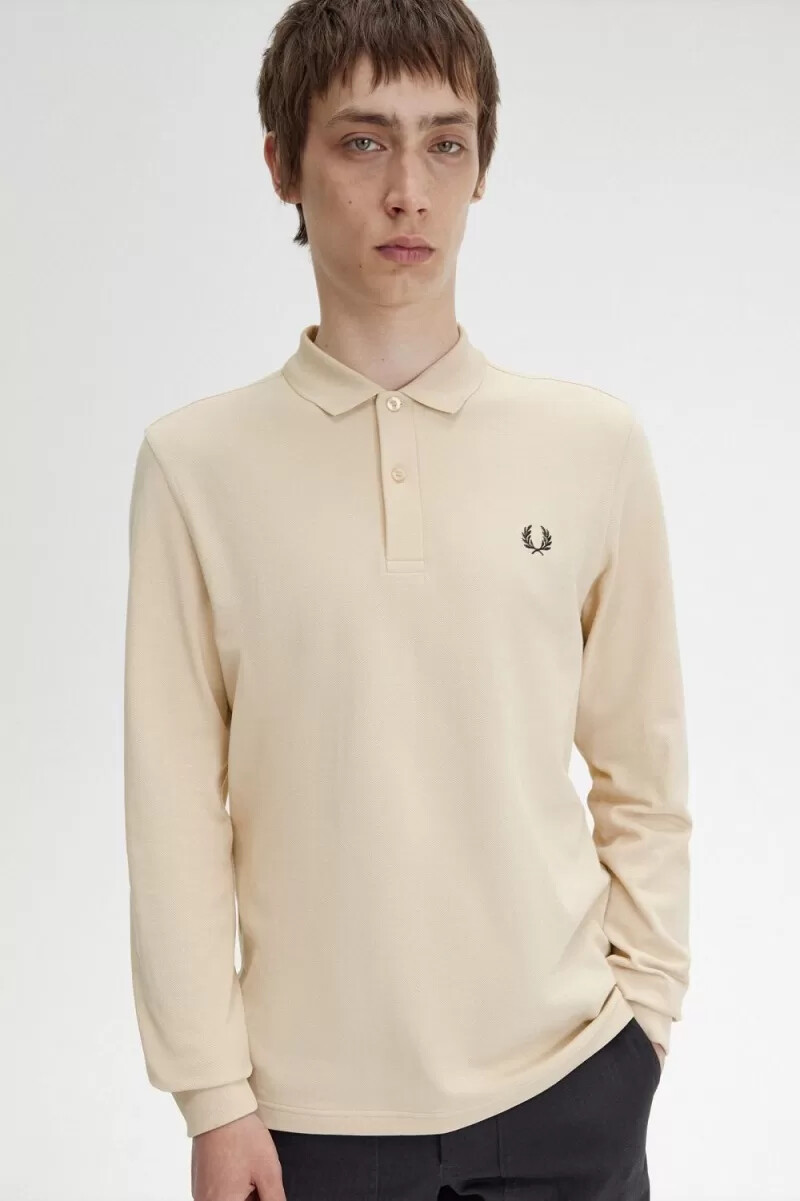 fred perry m6006 herrenhemd haferflockenfarben schwarz