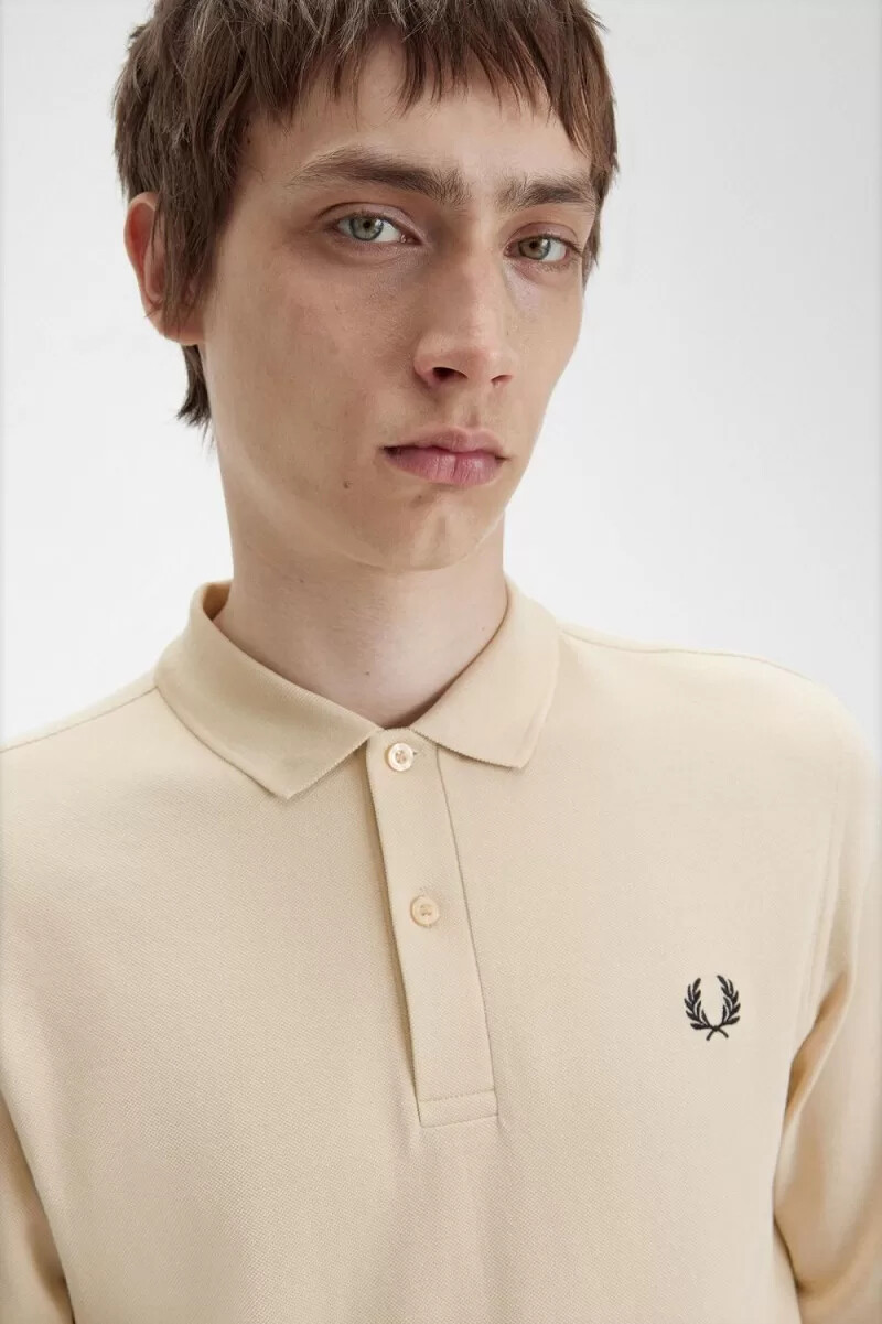 fred perry m6006 herrenhemd haferflockenfarben schwarz