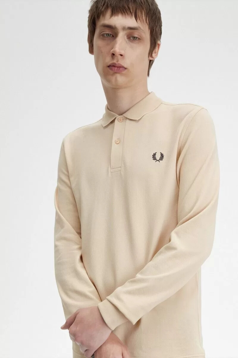 fred perry m6006 herrenhemd haferflockenfarben schwarz