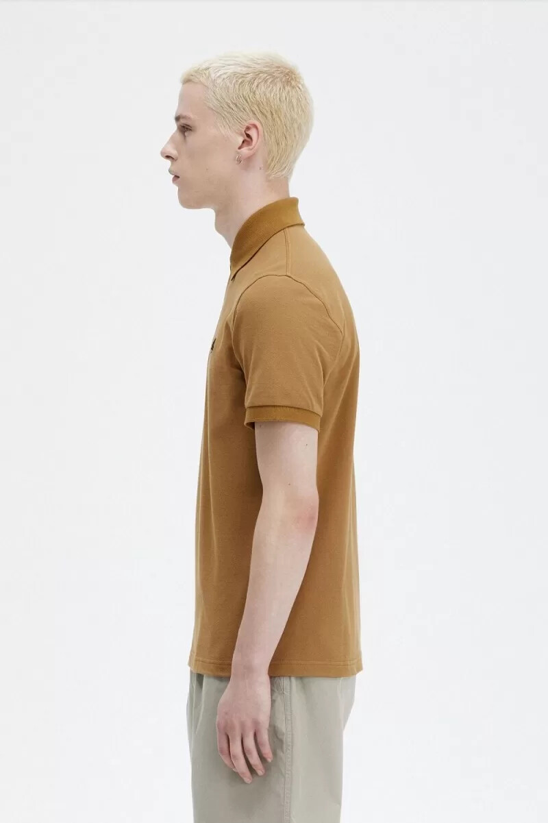 fred perry m3 herrenhemd dunkelbraun marineblau