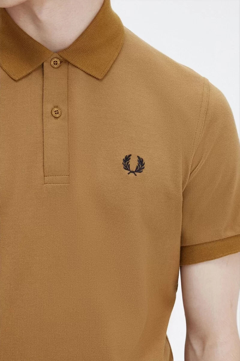 fred perry m3 herrenhemd dunkelbraun marineblau